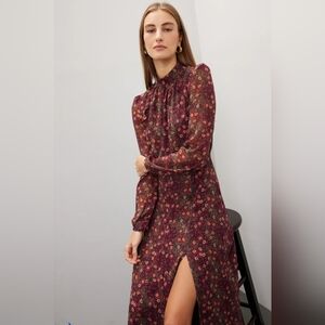 SALONI Floral Maxi Dress in Burgundy and Pink